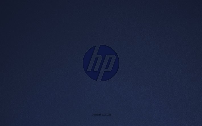 شعار hewlett-packard, 4k, شعارات الكمبيوتر, شعار hp, نسيج الحجر الأزرق, hp, ماركات التكنولوجيا, هيوليت باكارد, علامة hp, الحجر الأزرق الخلفية