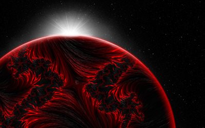 red planet, 4k, 3D art, stars, planets, sci-fi, galaxy, sun, nebula, NASA, planets in space, 3D planets