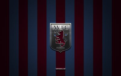 アストン・ヴィラfcのロゴ, イングランドのサッカークラブ, プレミアリーグ, 赤青炭素の背景, アストン・ヴィラfcのエンブレム, フットボール, アストン・ヴィラfc, イングランド, アストン ヴィラ シルバー メタル ロゴ