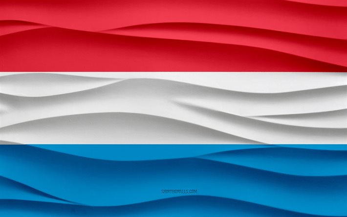 4k, Flag of Luxembourg, 3d waves plaster background, Luxembourg flag, 3d waves texture, Luxembourg national symbols, Day of Luxembourg, European countries, 3d Luxembourg flag, Luxembourg, Europe