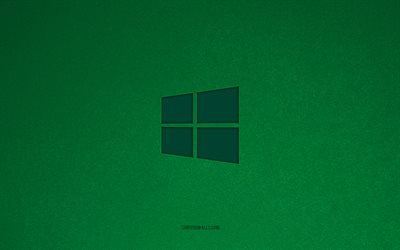windows 10-logo, 4k, computerlogos, windows 10-emblem, windows-logo, grüne steinstruktur, windows 10, technologiemarken, windows 10-schild, grüner steinhintergrund, windows