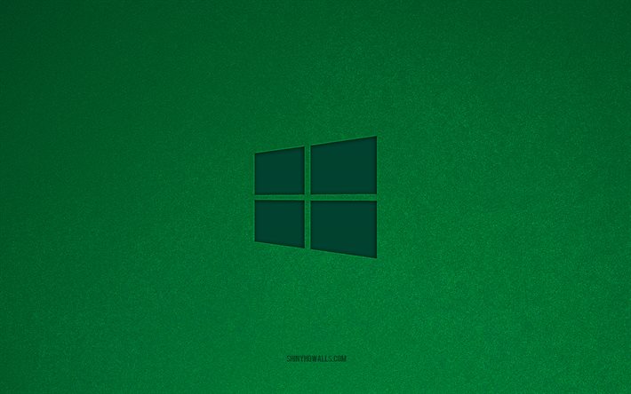 Windows 10 logo, 4k, computer logos, Windows 10 emblem, Windows logo, green stone texture, Windows 10, technology brands, Windows 10 sign, green stone background, Windows