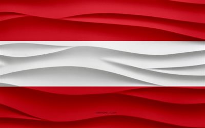 4k, Flag of Austria, 3d waves plaster background, Austria flag, 3d waves texture, Austrian national symbols, Day of Austria, European countries, 3d Austria flag, Austria, Europe, Austrian flag