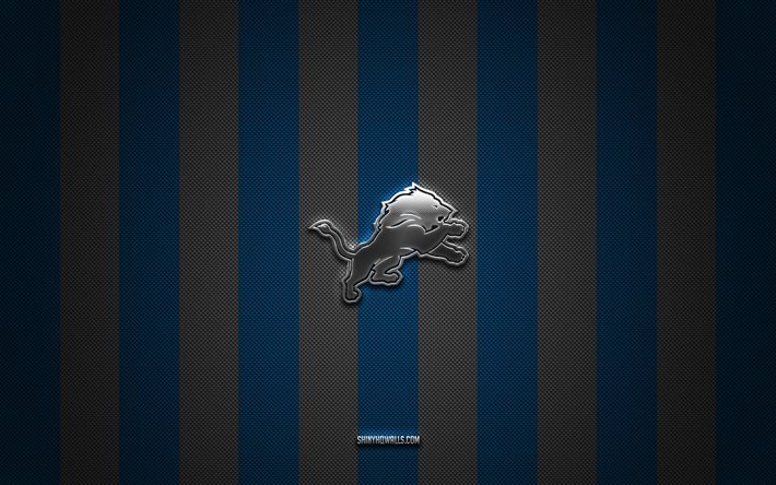 detroit lions logotipotime de futebol americanonflvermelho branco de fundo carbonoo detroit lions emblemafutebol americanodetroit lions prata logotipo do metaldetroit lions