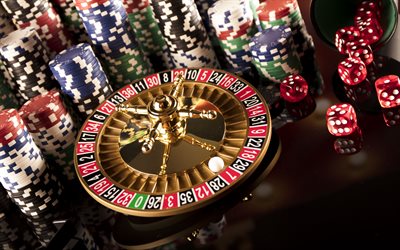 casino, 4k, roulette, playing table, casino chips, casino background, casino concepts, dice