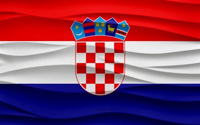4k, Flag of Croatia, 3d waves plaster background, Croatia flag, 3d waves texture, Croatian national symbols, Day of Croatia, European countries, 3d Croatia flag, Croatia, Europe, Croatian flag