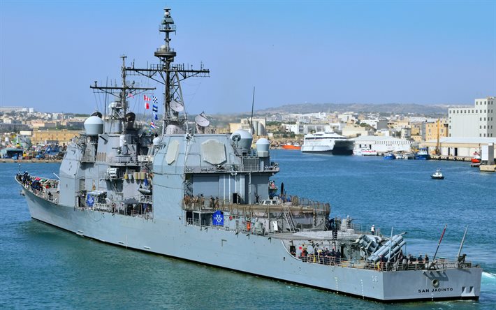 USS San Jacinto, CG-56, American cruiser, US Navy, Ticonderoga-class, American warships, Mediterranean Sea, Malta