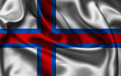Faroe Islands flag, 4K, European countries, satin flags, flag of Faroe Islands, Day of Faroe Islands, wavy satin flags, Faroe Islands national symbols, Europe, Faroe Islands