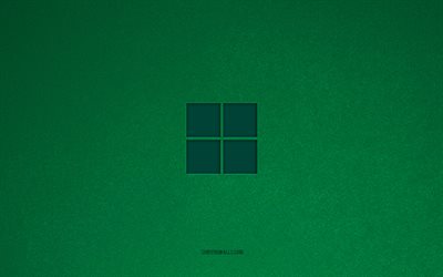 윈도우 11 로고, 4k, 컴퓨터 로고, 윈도우 11 엠블럼, 윈도우 로고, 녹색 돌 질감, 윈도우 11, 기술 브랜드, 윈도우 11 사인, 녹색 돌 배경, 창