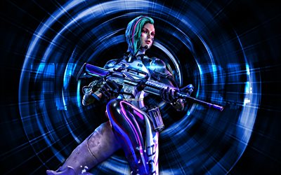 A124, 4k, blue abstract background, Garena Free Fire, abstract rays, A124 Skin, Garena Free Fire characters, A124 Free Fire