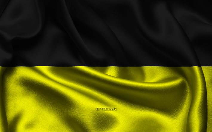 bandiera aachen, 4k, città tedesche, bandiere di raso, giorno di aachen, bandiera di aachen, bandiere di raso ondulate, città della germania, aachen, germania