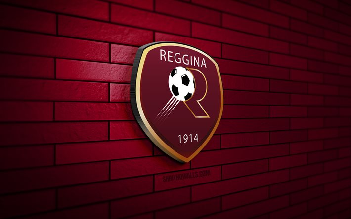 Reggina 1914 3D logo, 4K, purple brickwall, Serie A, soccer, italian football club, Reggina 1914 logo, Reggina 1914 emblem, football, Reggina 1914, sports logo, Reggina FC
