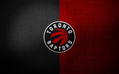 Toronto Raptors badge, 4k, red black fabric background, NBA, Toronto Raptors logo, Toronto Raptors emblem, basketball, sports logo, Toronto Raptors flag, canadian basketball team, Toronto Raptors