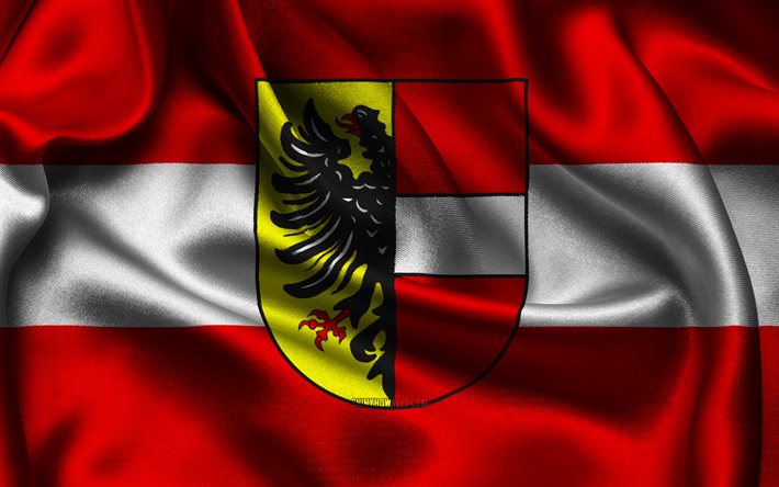 bandera de achern, 4k, ciudades alemanas, banderas de satén, día de achern, banderas satinadas onduladas, ciudades de alemania, achern, alemania