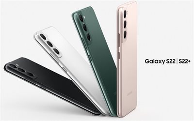samsung galaxy s22, smartphone moderno, linha de cores galaxy s22, s22 black, s22 pink, s22 white, s22 green, smartphones, samsung