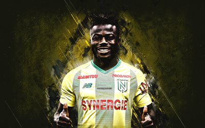 Moses Simon, FC Nantes, Nigerian Footballer, Midfielder, Stone Yellow Background, Ligue 1, Football, France, Nantes
