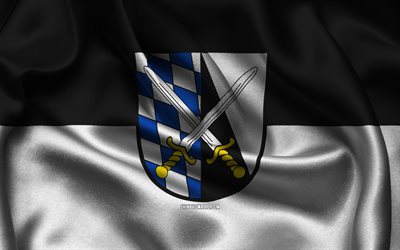 アベンズバーグ旗, 4k, ドイツの都市, サテンの旗, アベンズバーグの日, アベンズバーグの旗, 波状のサテンの旗, アベンズバーグ, ドイツ