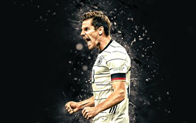 ジョナス・ホフマン, 4k, 白いネオンライト, ドイツナショナルフットボールチーム, サッカー, サッカー選手, 黒い抽象的な背景, ドイツのサッカーチーム, ジョナス・ホフマン4k