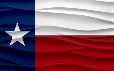 4k, bandera de texas, antecedentes de yeso 3d, textura de ondas 3d, símbolos nacionales estadounidenses, día de texas, estados estadounidenses, bandera 3d de texas, texas, ee uu