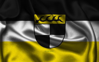 bandeira balingen, 4k, cidades alemãs, bandeiras de cetim, dia de balingen, bandeira de balingen, bandeiras onduladas de cetim, cidades da alemanha, balingen, alemanha