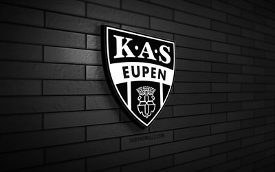 kas eupen 3d logo, 4k, black brickwall, jupiler pro league, soccer, belgian football club, kas eupen logo, kas eupen emblem, football, kas eupen, logotipo de sports, eupen fc