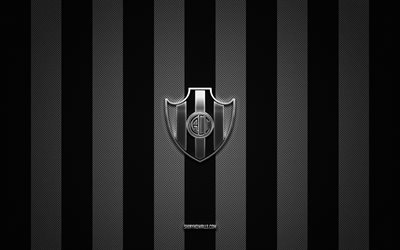 central cordoba logo, argentinischer fußballverein, argentinische primera -abteilung, weißer schwarzkohlenstoff hintergrund, zentral -cordoba -emblem, fußball, zentral -cordoba, argentinien, zentral -cordoba silver metal logo
