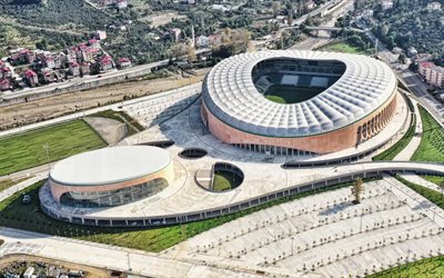 4k, cotanak sports complex, giresunspor stadium, vista aérea, turco estadio de fútbol, giresun, fútbol, giresunspor, turquía