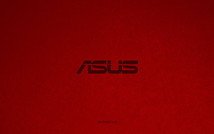 Asus logo, 4k, computer logos, Asus emblem, red stone texture, Asus, technology brands, Asus sign, red stone background