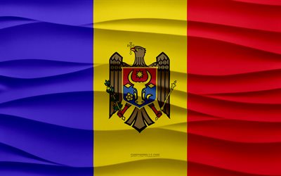4k, bandeira da moldávia, 3d ondas de fundo de gesso, moldávia bandeira, 3d textura de ondas, moldávia símbolos nacionais, dia da moldávia, países europeus, 3d moldávia bandeira, moldávia, europa