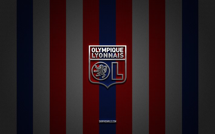 o olympique lyonnais logotipoclube de futebol francêsliga 1azul vermelho de carbono de fundolyono olympique lyonnais emblemafutebololympique lyonnaisfrançaolympique lyonnais prata logotipo do metal