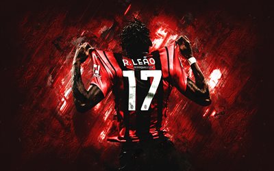 rafael leao, ac milan, calciatore portoghese, pietra rossa sullo sfondo, serie a, italia, calcio, leao milan