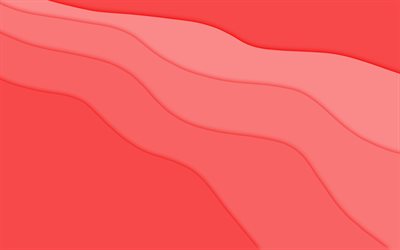 vagues abstraites rouges, 4k, conception matérielle, fonds rouges, art géométrique, créatif, formes géométriques, arrière-plan avec vagues, motifs ondulés, vagues abstraites, conception matérielle rouge, art abstrait