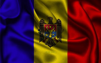 علم مولدوفا, 4k, الدول الأوروبية, أعلام الساتان, يوم مولدوفا, أعلام الساتان المتموجة, الرموز الوطنية المولدوفية, أوروبا, مولدوفا