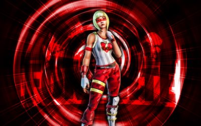 Crusher, 4k, red abstract background, grunge art, Fortnite, abstract rays, Crusher Skin, Fortnite Crusher Skin, Fortnite characters, Crusher Fortnite