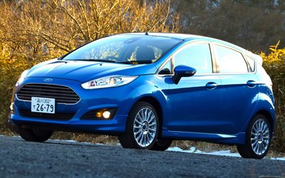 ford fiesta, 4k, voitures compactes, 2015 voitures, jp-spec, bleu ford fiesta, 2015 ford fiesta, voitures américaines, ford
