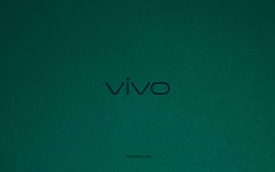 vivoのロゴ, 4k, コンピュータのロゴ, 生体エンブレム, 青緑色の石のテクスチャ, 生体内, テクノロジーブランド, 生体内サイン, 青緑色の石の背景