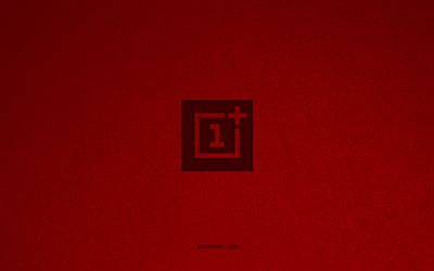 OnePlus logo, 4k, smartphones logos, Lenovo emblem, red stone texture, OnePlus, technology brands, OnePlus sign, red stone background