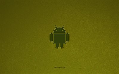 logotipo de android, 4k, logotipos de teléfonos inteligentes, emblema de android, textura de piedra verde, android, marcas de tecnología, signo de android, fondo de piedra verde