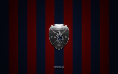 albion fc logo, uruguay -fußballverein, uruguay primera division, blue red carbon hintergrund, albion fc emblem, fußball, albion fc, uruguay, albion fc silver metal logo