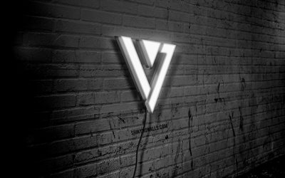 Seventeen neon logo, 4k, black brickwall, grunge art, creative, logo on wire, Seventeen white logo, K-pop, music stars, Seventeen logo, artwork, Seventeen