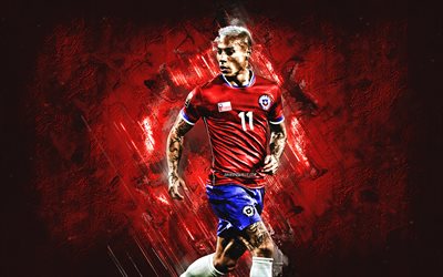 Eduardo Vargas, Chile national football team, Chilean football player, red stone background, Chile, football