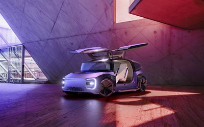 2022, volkswagen gentravel, önden görünüm, dış cephe, sürücüsüz araba, yeni gentravel 2022, insansız elektrikli araba, alman arabaları, volkswagen