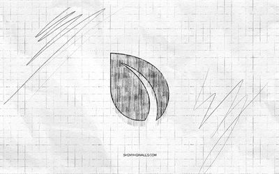 Peercoin sketch logo, 4K, checkered paper background, Peercoin black logo, cryptocurrencies, logo sketches, Peercoin logo, pencil drawing, Peercoin