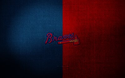 アトランタ・ブレーブスのバッジ, チェック, 赤青の布の背景, mlb, アトランタ・ブレーブスのロゴ, アトランタ・ブレーブスのエンブレム, 野球, スポーツのロゴ, アトランタ・ブレーブスの旗, アメリカの野球チーム, アトランタ・ブレーブス