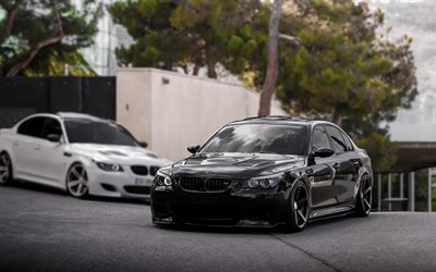 BMW M5, E60, exterior, front view, BMW 550i E60, E60 tuning, black BMW M5, 5 Series, German cars, BMW