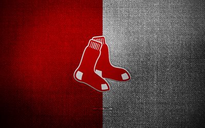 boston red sox emblema, 4k, vermelho tecido branco de fundo, mlb, boston red sox logotipo, beisebol, logotipo esportivo, boston red sox bandeira, time de beisebol americano, boston red sox