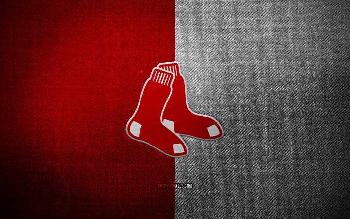 distintivo boston red sox, 4k, sfondo in tessuto bianco rosso, mlb, logo boston red sox, emblema boston red sox, baseball, logo sportivo, bandiera boston red sox, squadra di baseball americana, boston red sox