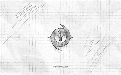 Paulo Dybala sketch logo, 4K, checkered paper background, Paulo Dybala black logo, football stars, logo sketches, Paulo Dybala logo, pencil drawing, Paulo Dybala