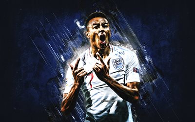 ジェシー・リンガード, サッカーイングランド代表, 肖像画, 青い石の背景, イングランドのフットボール選手, イングランド, フットボール