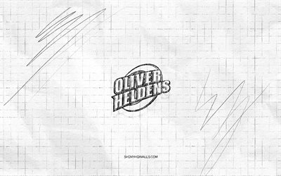 Oliver Heldens sketch logo, 4K, checkered paper background, dutch DJs, Oliver Heldens black logo, music stars, logo sketches, Oliver Heldens logo, pencil drawing, Oliver Heldens